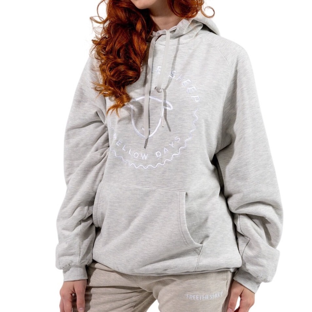 Free The Sheep Sky in You Hoodie Gray Sherpa Lined Hoodie 3XL Plus Size Pullover